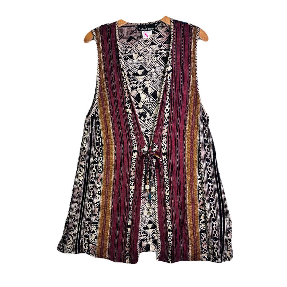 CAROLE LITTLE Vintage Sleeveless Vest w/a geometric & striped pattern Womens 8